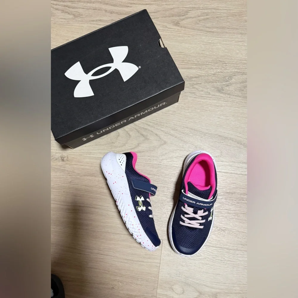 Under Armour Kids Navy and Pink Sneakers